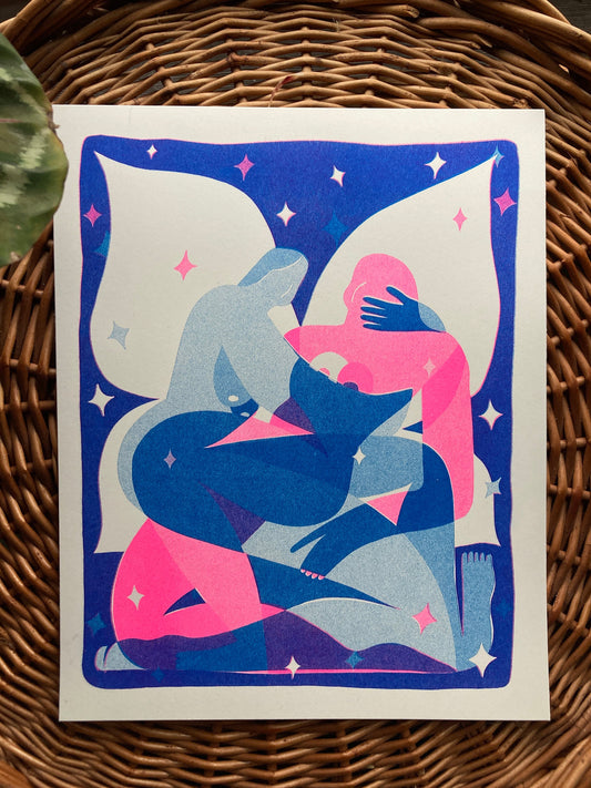 Fairy Embrace - Risograph Art Print